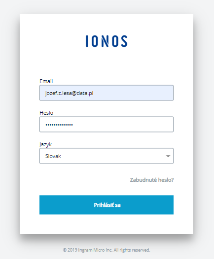 Ako sa prihlásiť sa do Zákazníckeho panelu IONOS?
